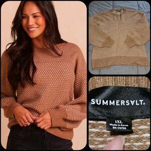 SIZE 1X SUMMERSALT The luxe Cashmere Blend Mix Stitch Sweater (B28)